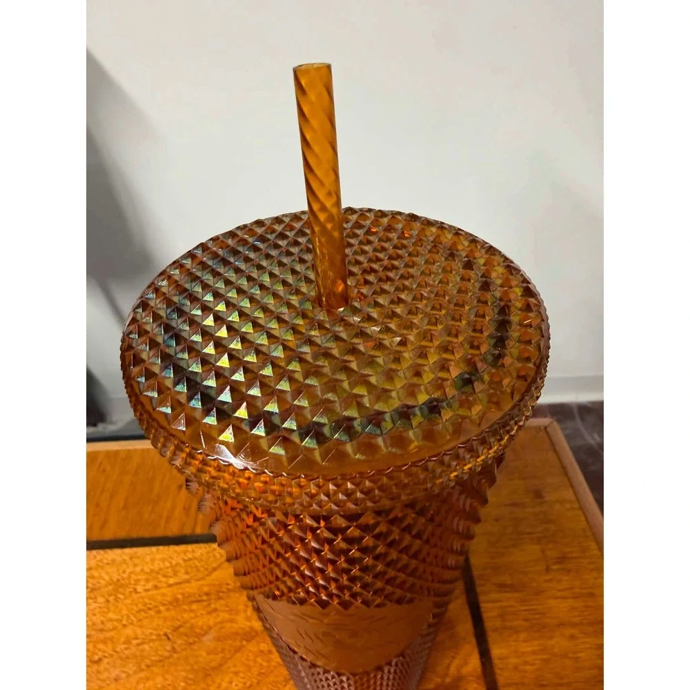 Starbucks Unisex 24oz Amber Orange Studded Venti Tumbler Cold Cup Honeycomb